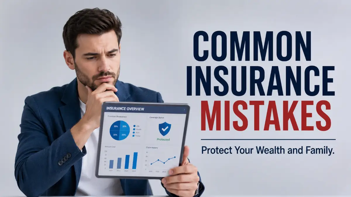 A smart young man carefully analyzing his policy to avoid common insurance mistakes that could lead to financial loss.